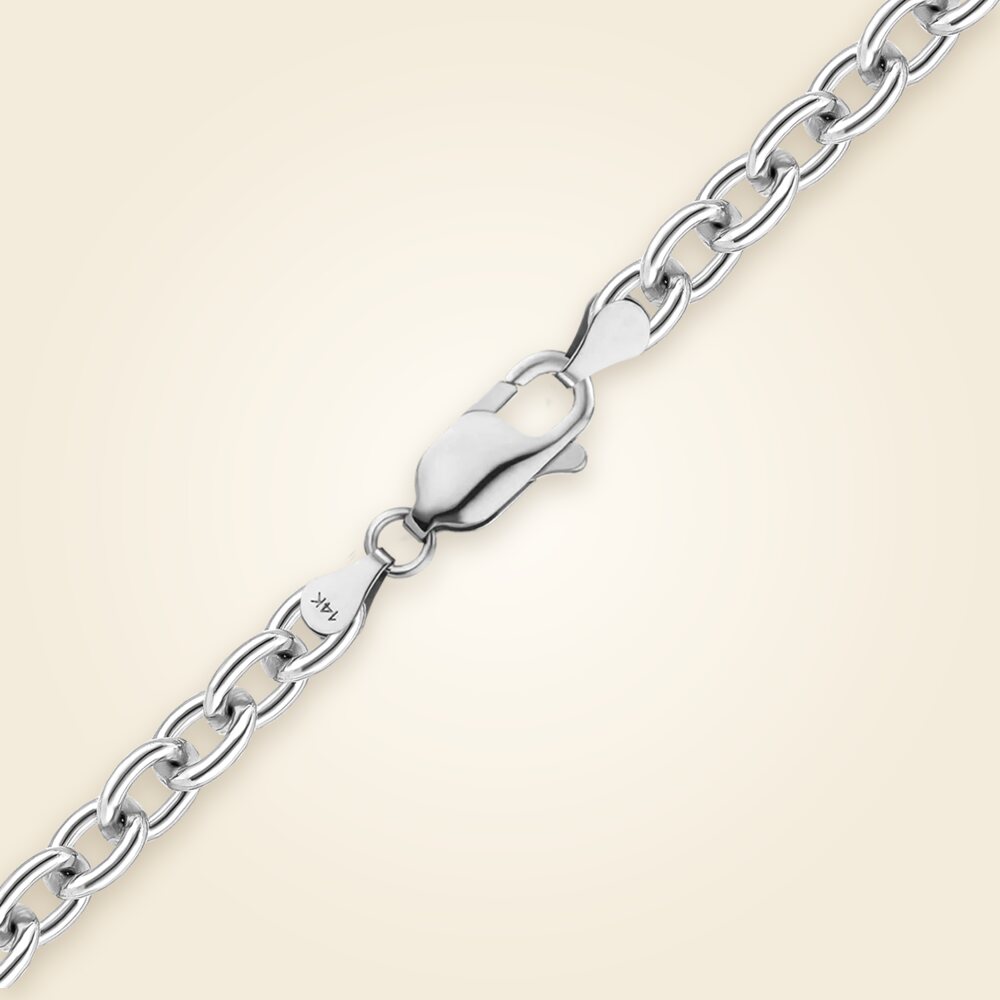 Medium Round Cable Necklace in 14K White Gold (1.05 mm - 3.25 mm), shown in 14K White Gold
