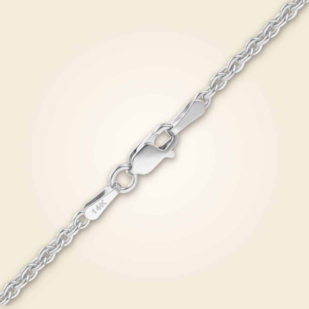 Heavy Round Cable Necklace in 14K White Gold (0.70 mm - 3.00 mm), shown in 14K White Gold
