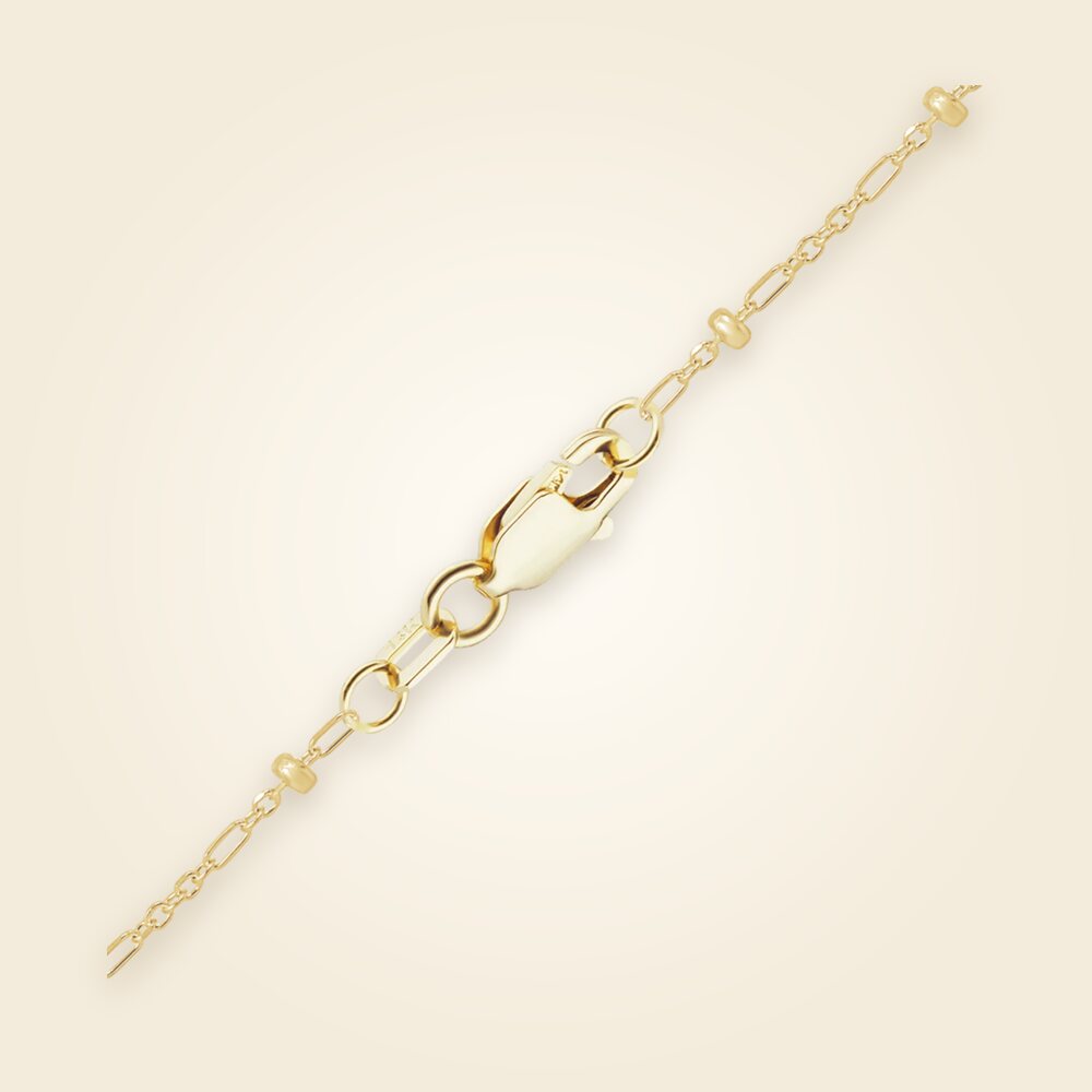 Stud (Satellite) Alternating Cable Anklet in 14K Yellow Gold (1.00 mm), shown in 14K Yellow Gold
