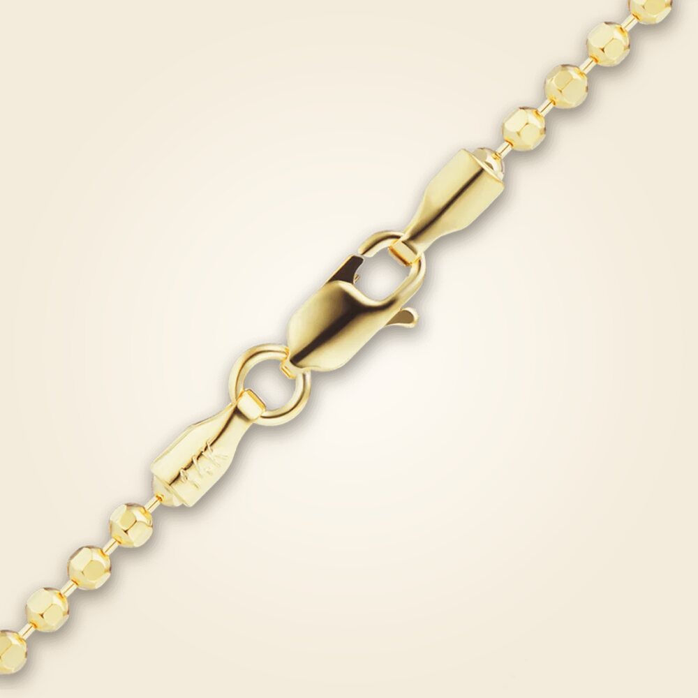 Diamond Cut Round Bead Anklet in 14K Yellow Gold (1.20 mm - 1.90 mm), shown in 14K Yellow Gold