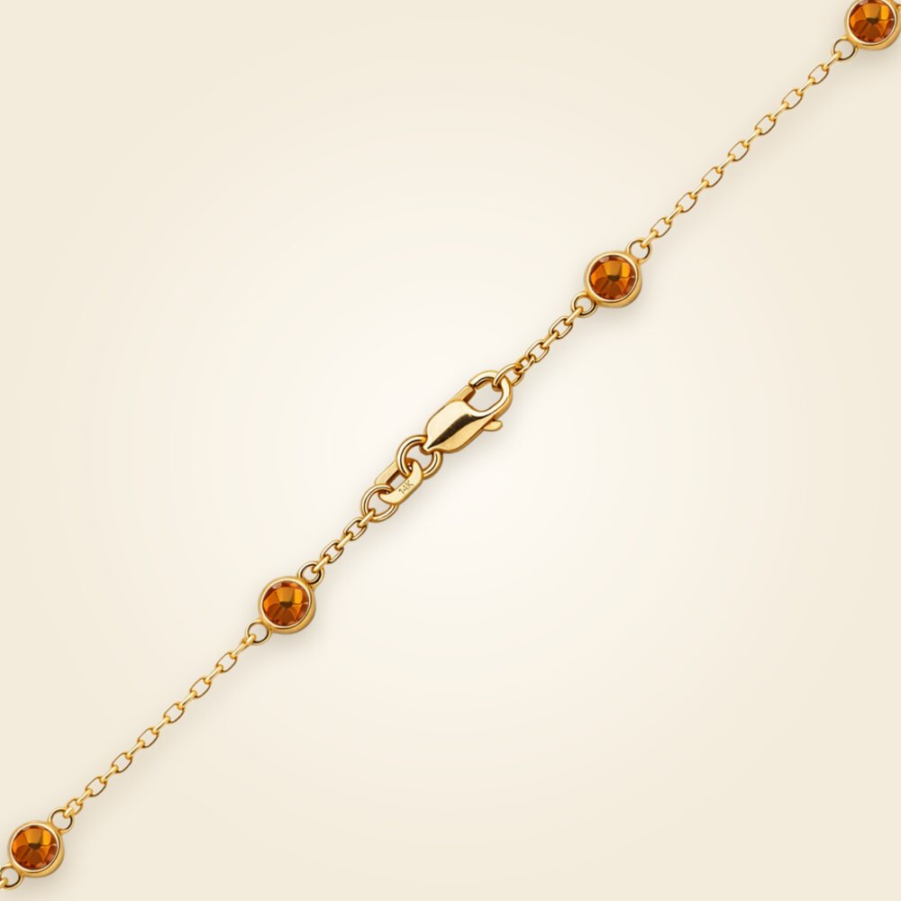 Diamond by the Yard Cable Chain Anklet in 14K Yellow Gold with Citrine Stones, shown in 14K Yellow Gold