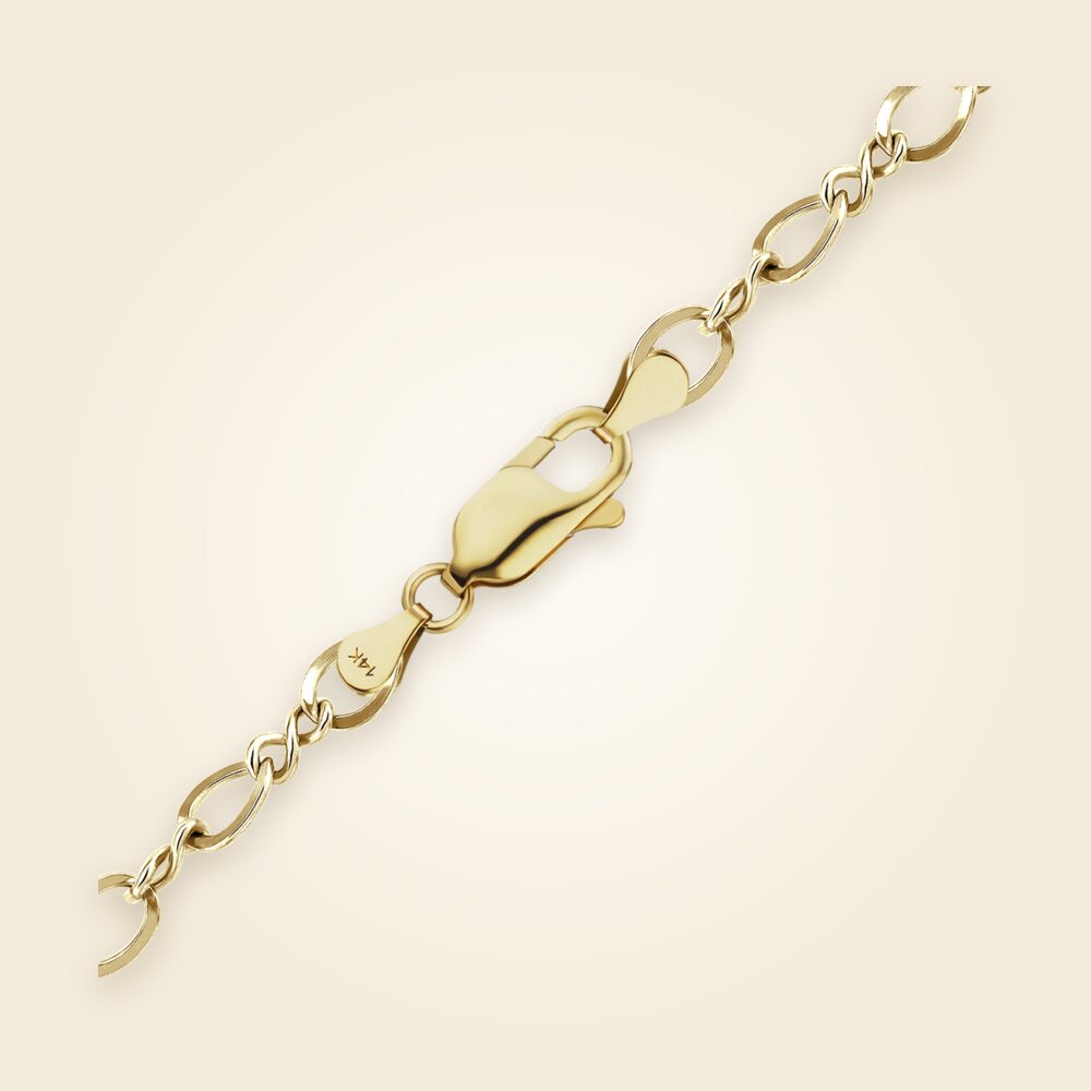 Figure Eight Anklet in 14K Yellow Gold (2.30 mm - 3.70 mm), shown in 14K Yellow Gold