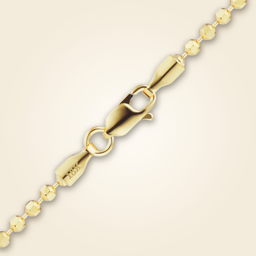 Diamond Cut Round Bead Bracelet in 18K Yellow Gold (1.20 mm - 1.90 mm), shown in 18K Yellow Gold