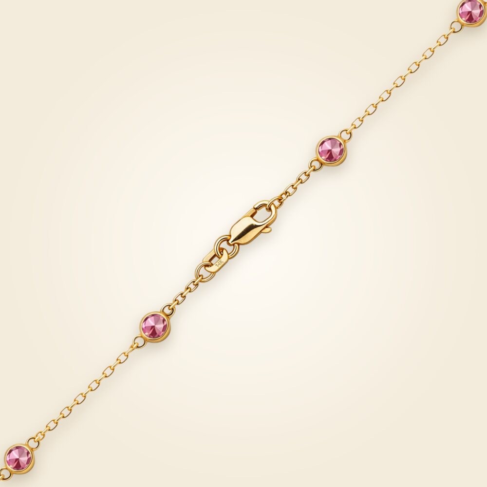 Diamond by the Yard Cable Chain Anklet in 14K Yellow Gold with Tourmaline Stones, shown in 14K Yellow Gold